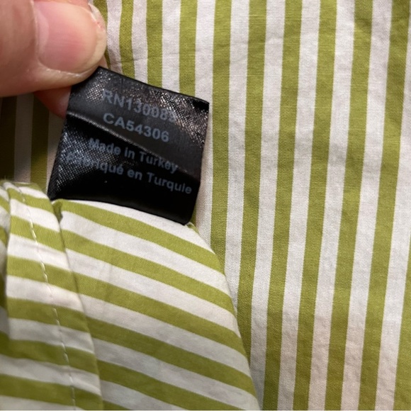 Jared Lang Green Striped Blouse Size Large - Picture 10 of 11